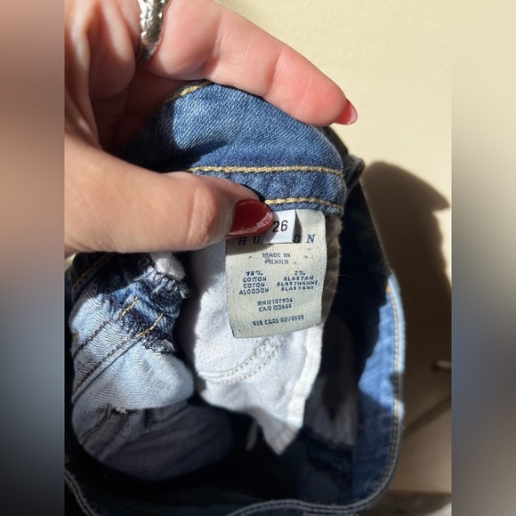 Hudson bootcut jeans - denim, cotton, blue, raw hem, button pockets - size 27 - Picture 3 of 5